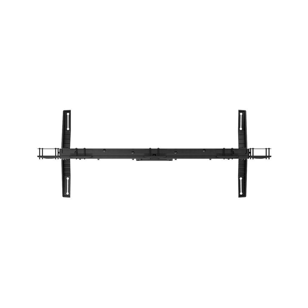 A horizontal black metal wall mount bracket for television screens.